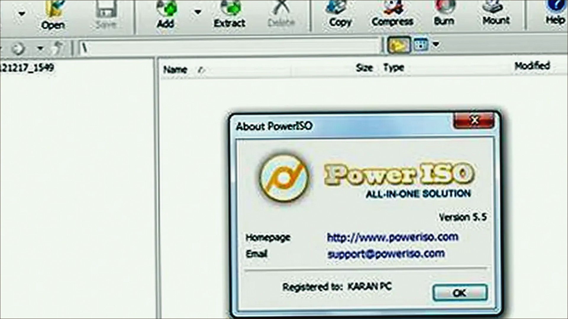 PowerISO workspace